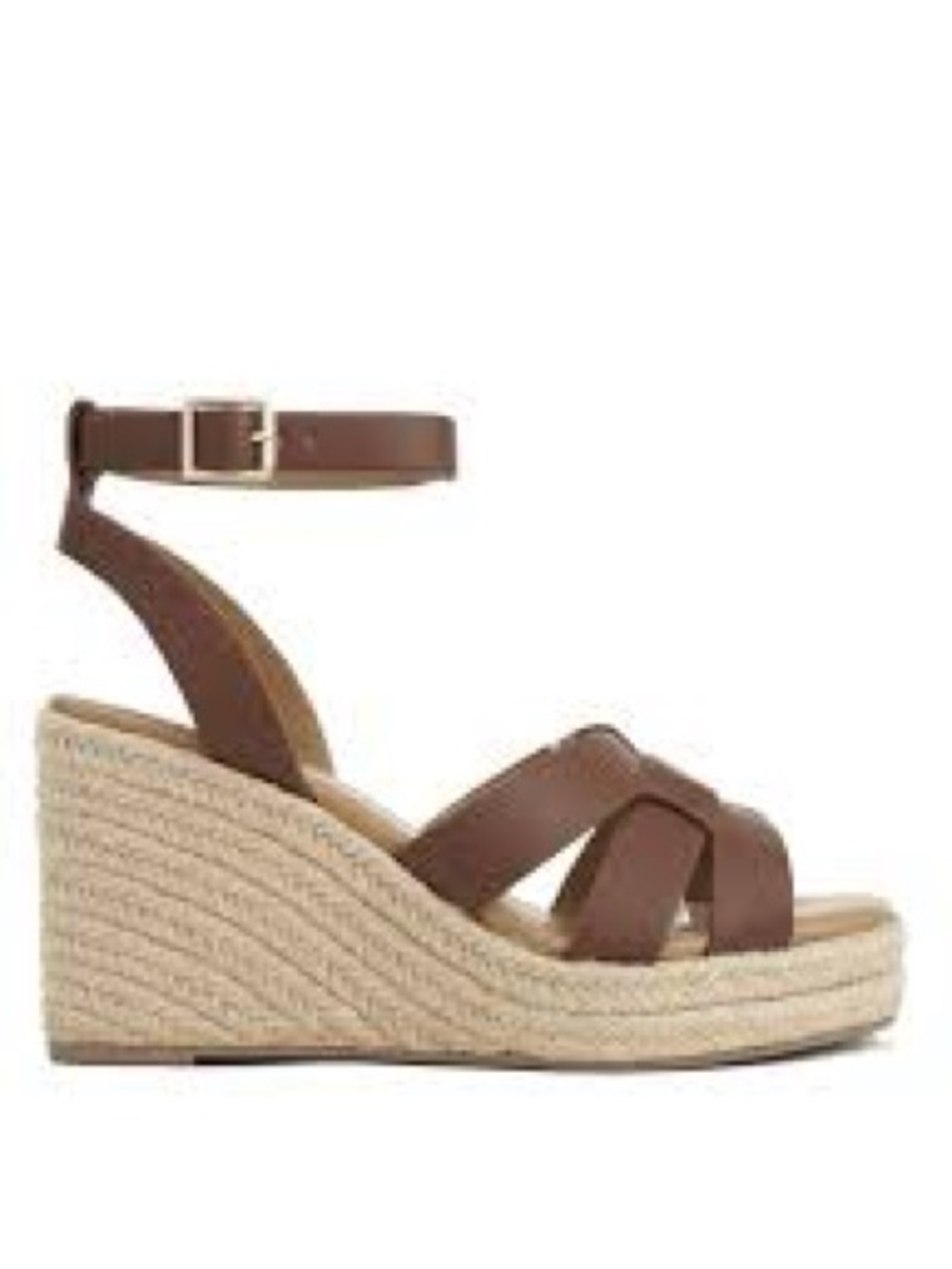 Market & Spruce NWOT Brown Leather Espadrille Wedge Sandals, Size 8